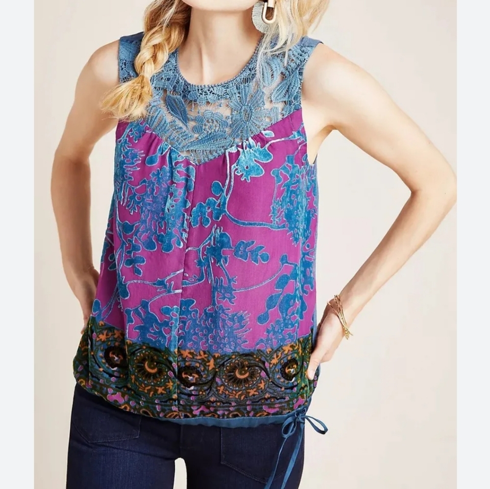 Tiny for Anthropologie Velvet BurnOut Tank Top size Small